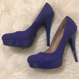 Rachel Roy Cobalt Snakeskin Print Suede Heel, 8.5
